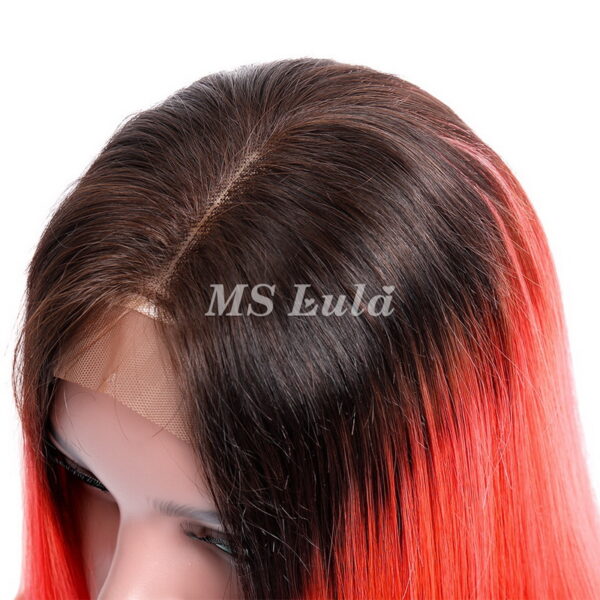 Black Root 1b/Pink Ombre Color Straight BOB Lace Closure Wig - Image 6